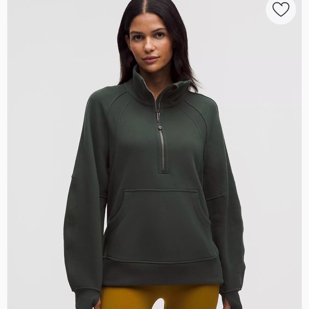 Scuba Oversized Funnel-Neck Women's Green Half-Zip Pullover